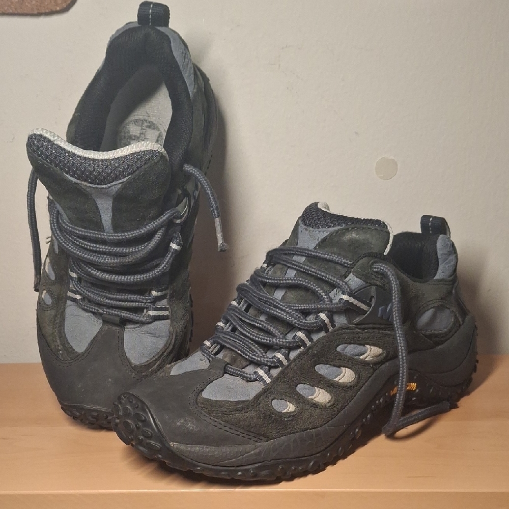 Vintage Merrell Chameleon Suede Hiking Shoes Women's 7.5 Gray Blue Vibram